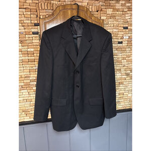 Richard Harris Sport Jacket Black Wool Blend 2- Button Flap Pockets Lined Sz 42R